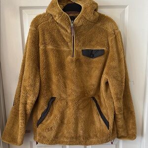 Cozy Tan Fleece Pullover with Black Accents